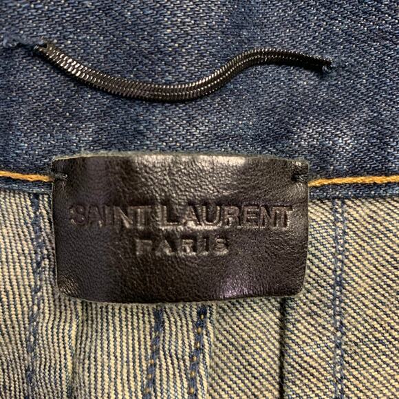 SAINT LAURENT Size 30 Blue Contrast Stitch Cotton Blend Straight Jeans - Picture 3 of 6